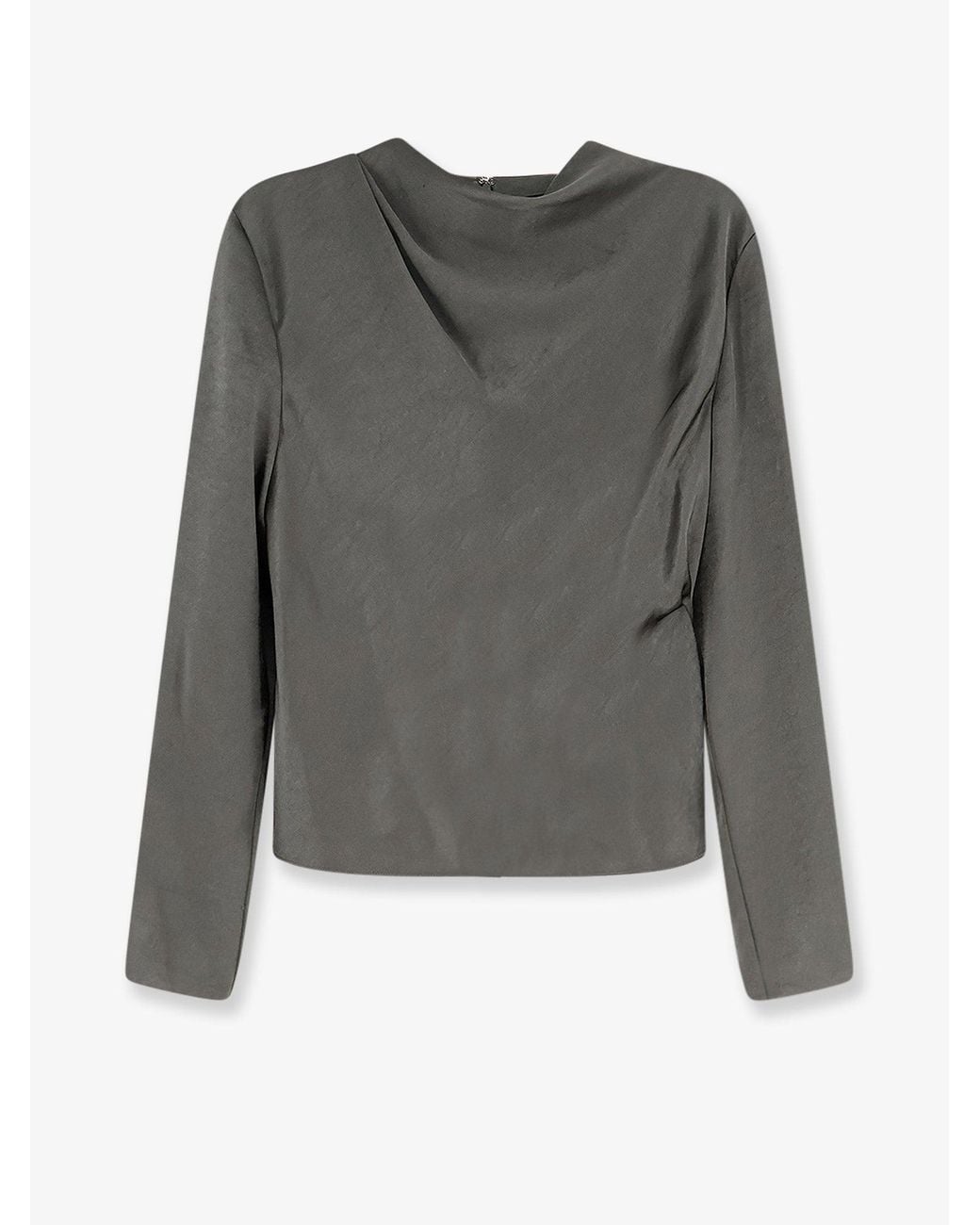 Vince Gray Satin Shirt With Draped Neckline