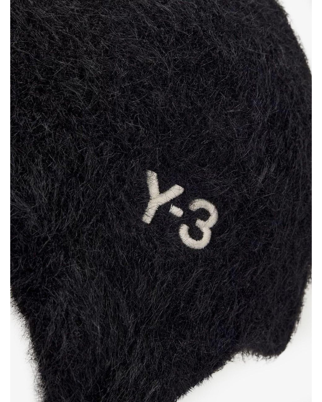 Y-3 Black Hat With Earflaps And Drawstrings for men