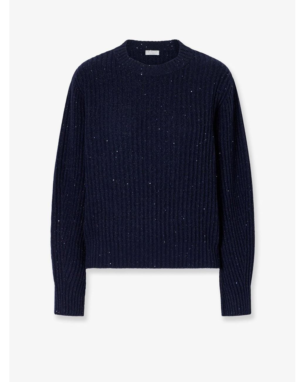 Brunello Cucinelli Blue Mohair Blend Sweater With Sequins