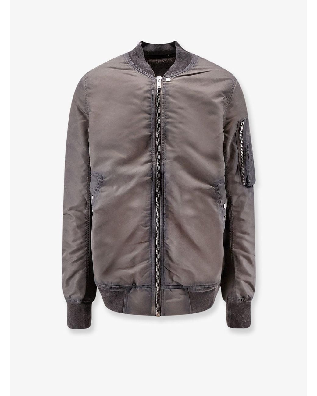 Rick Owens Gray Classic Flight Bomber Jacket With Washed-Out Effect for men