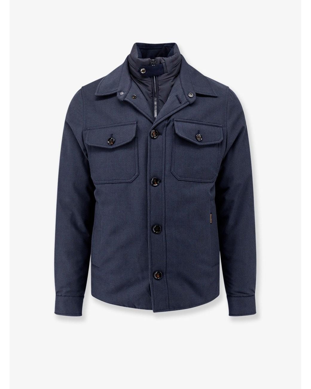 Moorer Blue Dasson-Pum Waterproof Fabric Jacket for men