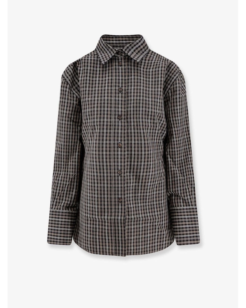 Rohe Gray Cotton Shirt With Check Pattern