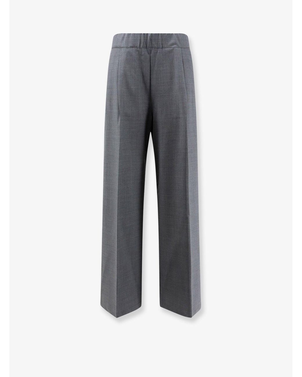 Semicouture Gray Virgin Wool Blend Trousers