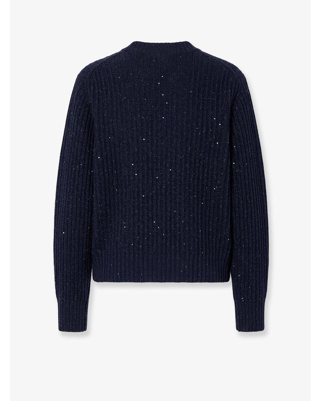 Brunello Cucinelli Blue Mohair Blend Sweater With Sequins