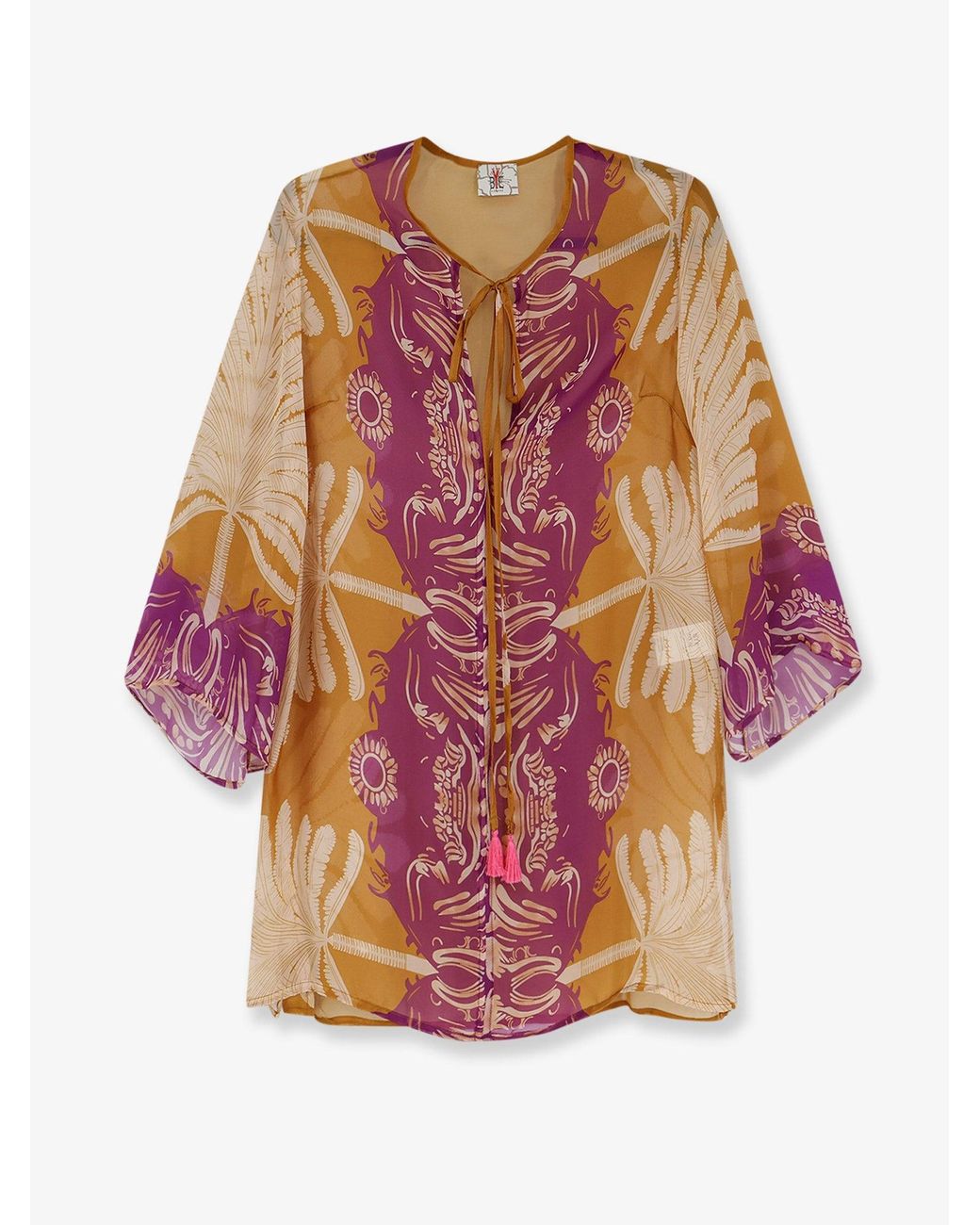 BYE Firenze Pink Palme Viscose And Silk Shirt
