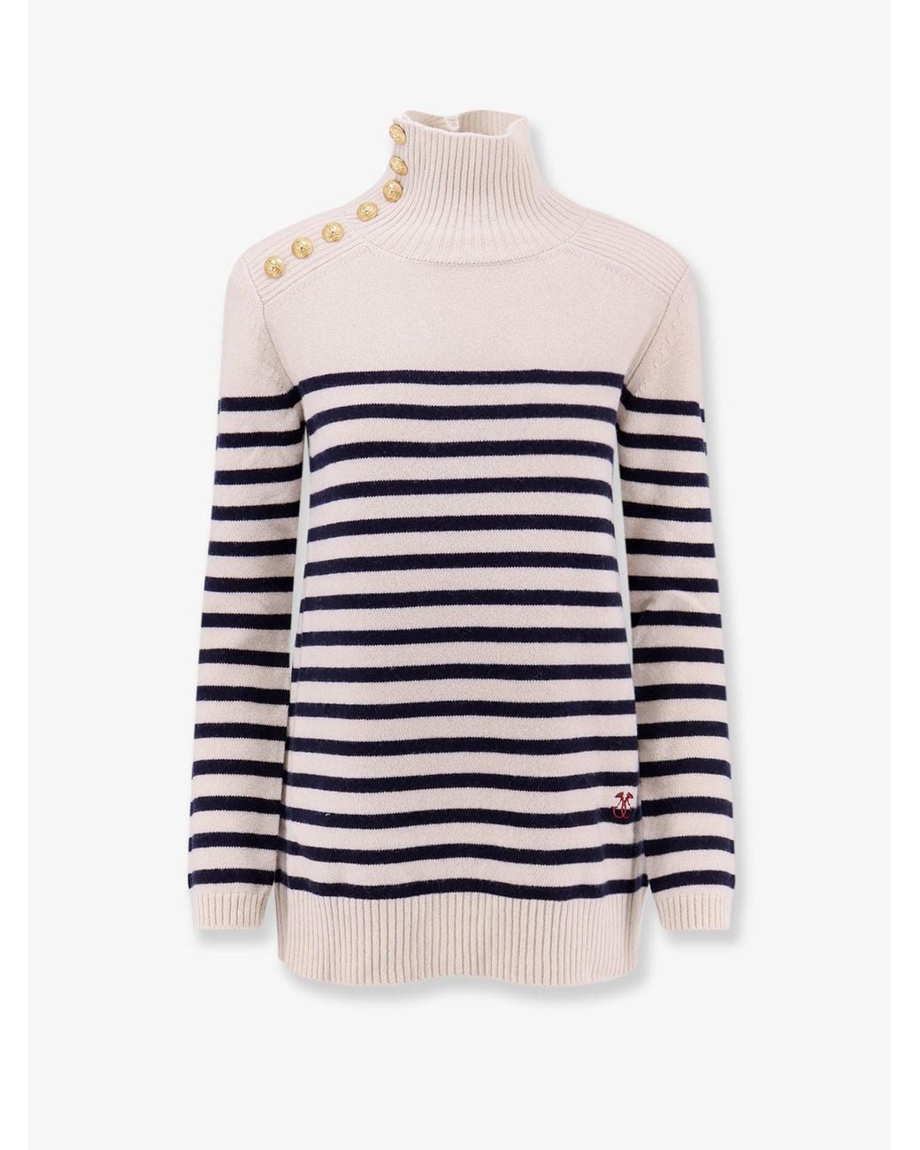 Seafarer White Virgin Wool And Cashmere Blend Sofy Sweater With Striped Pattern