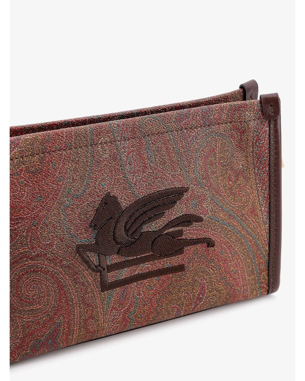 Etro Brown Pegaso Arnica Paisley Fabric Pouch