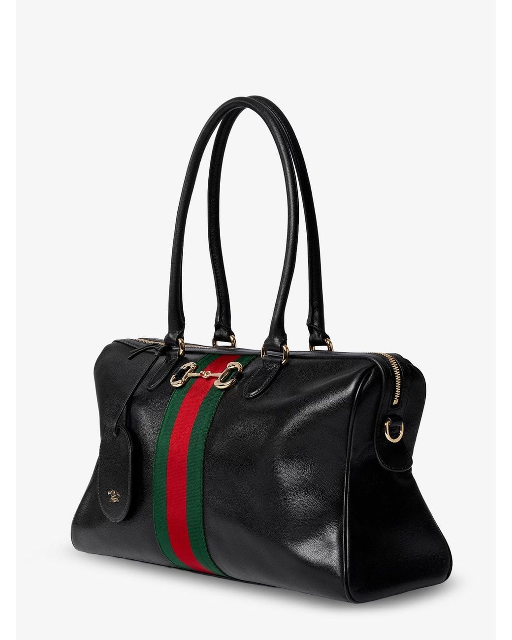 Gucci Black Leather Shoulder Bag With Metal Clasp