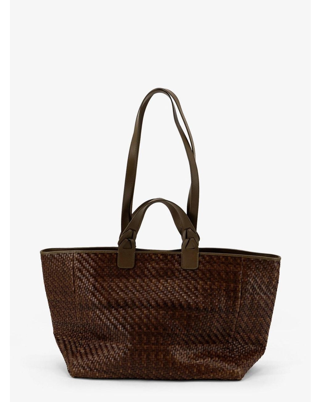 IBELIV Brown Elmio Medium Vegetable Leather Shoulder Bag With Woven Pattern