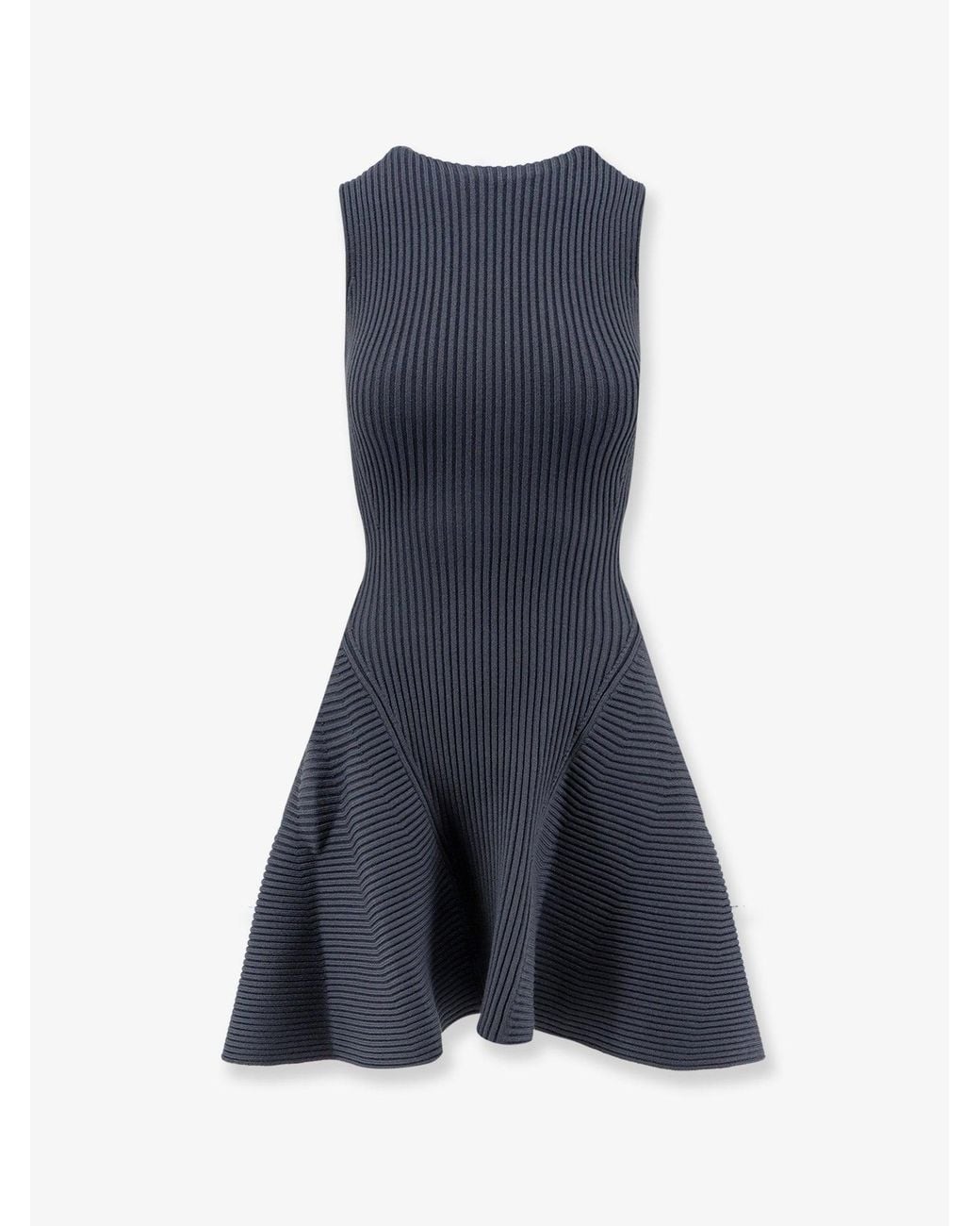 Alaïa Blue Ribbed Skater Dress
