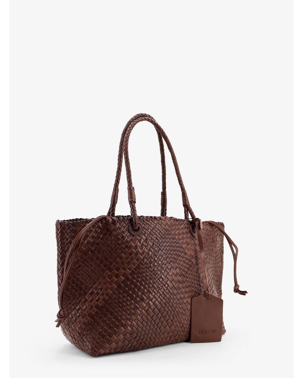 IBELIV Brown Bazika Vegetable Leather Shoulder Bag With Woven Pattern