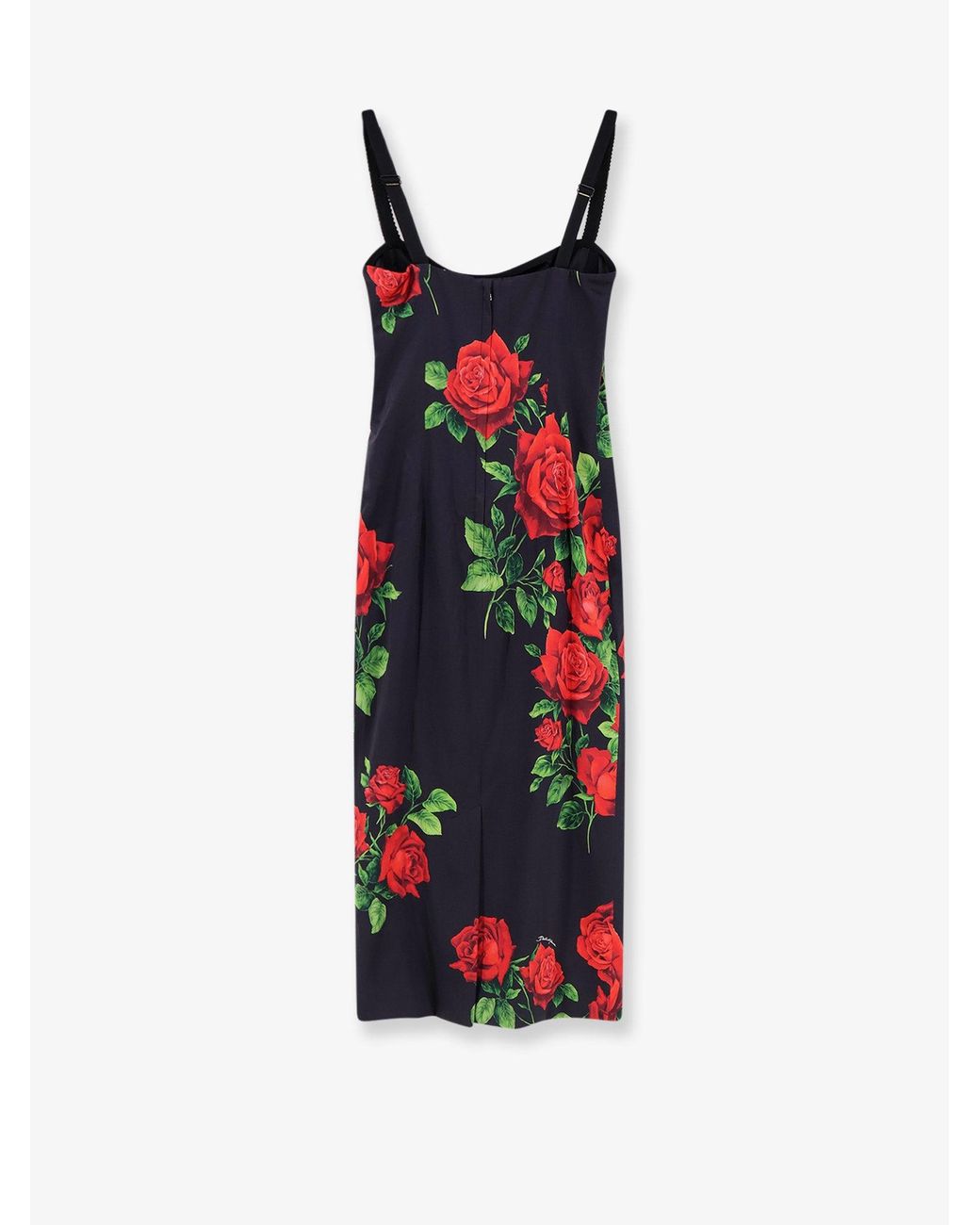 Dolce & Gabbana White Stretch Silk Dress With Iconic Rose Print