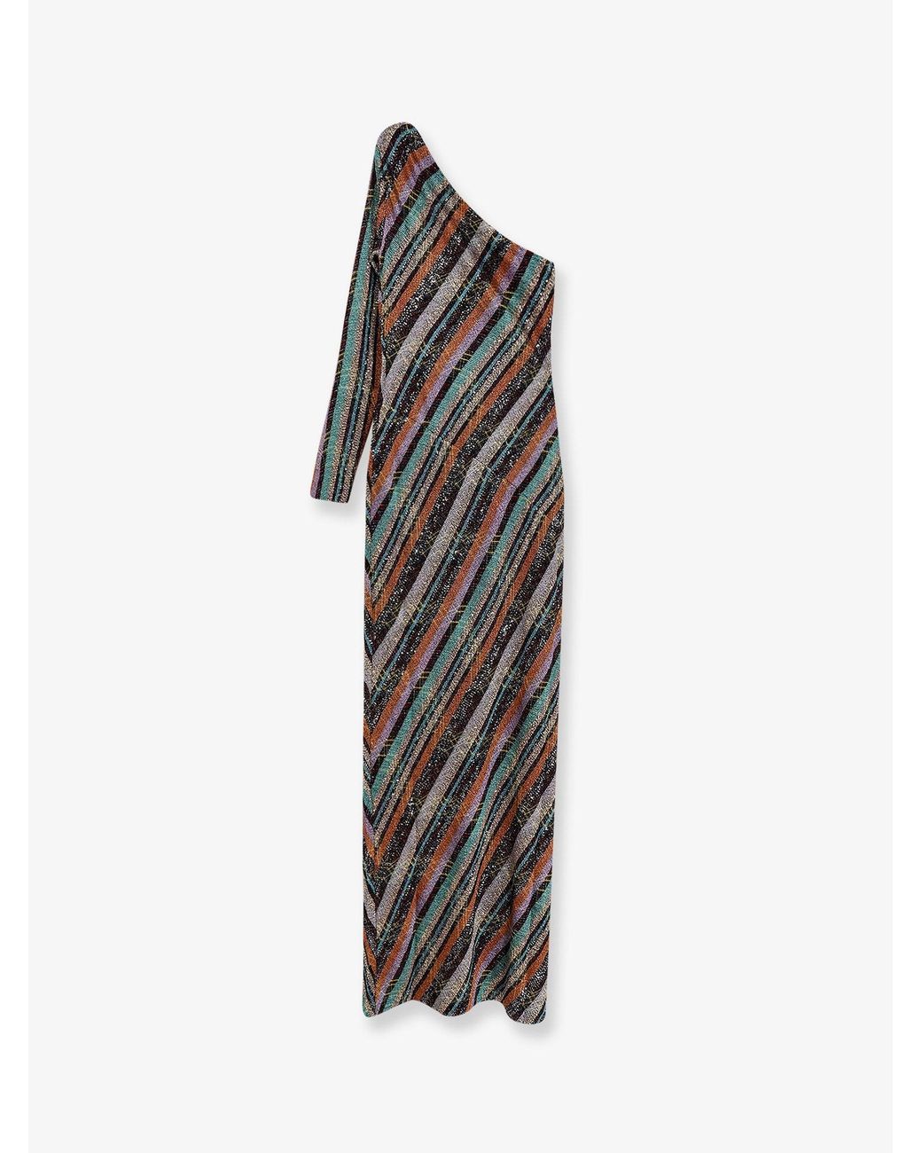 Missoni White Viscose Blend Long Dress With Chevron Pattern