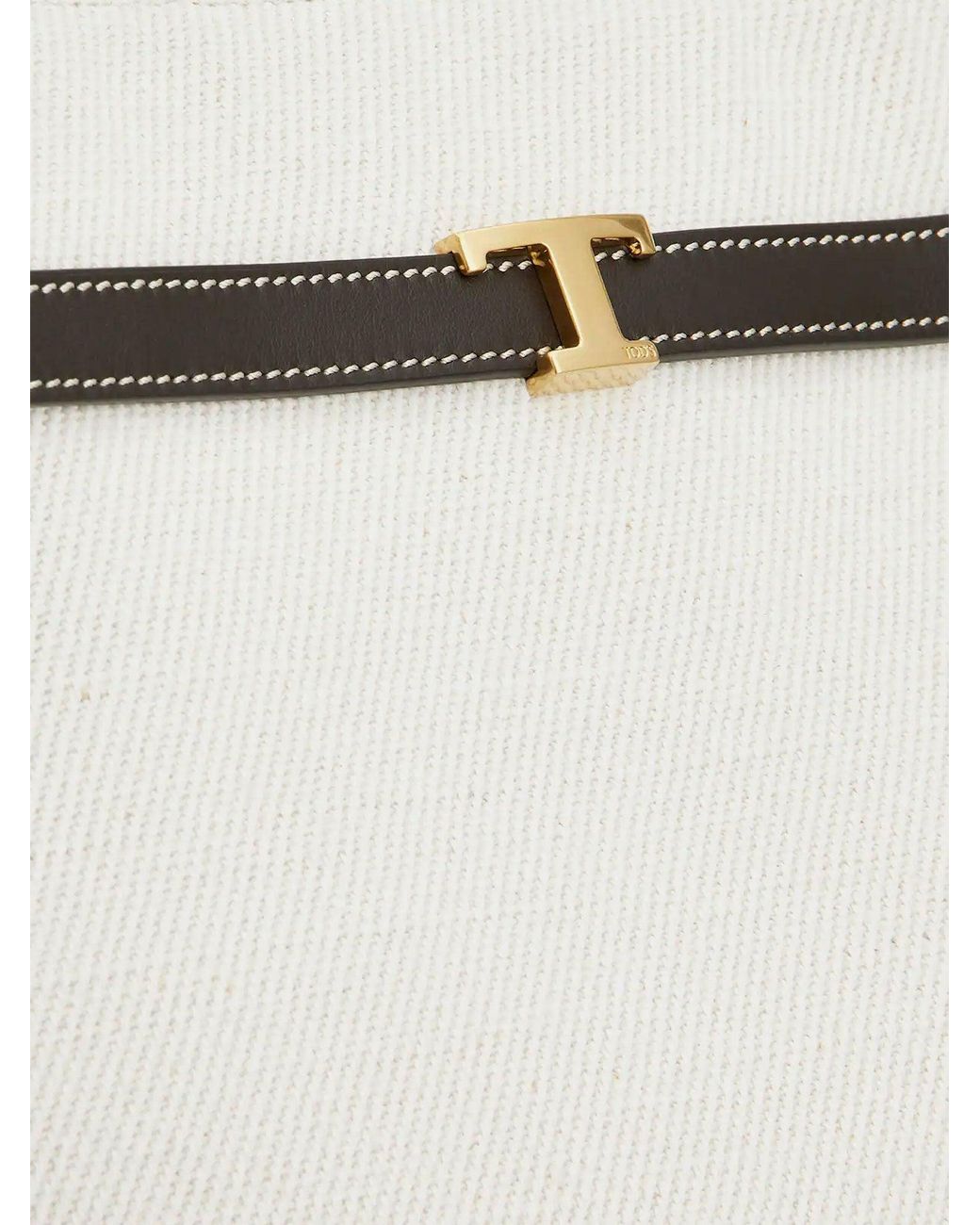 Tod's Metallic Tim Canvas And Leather Medium Shopping Bag