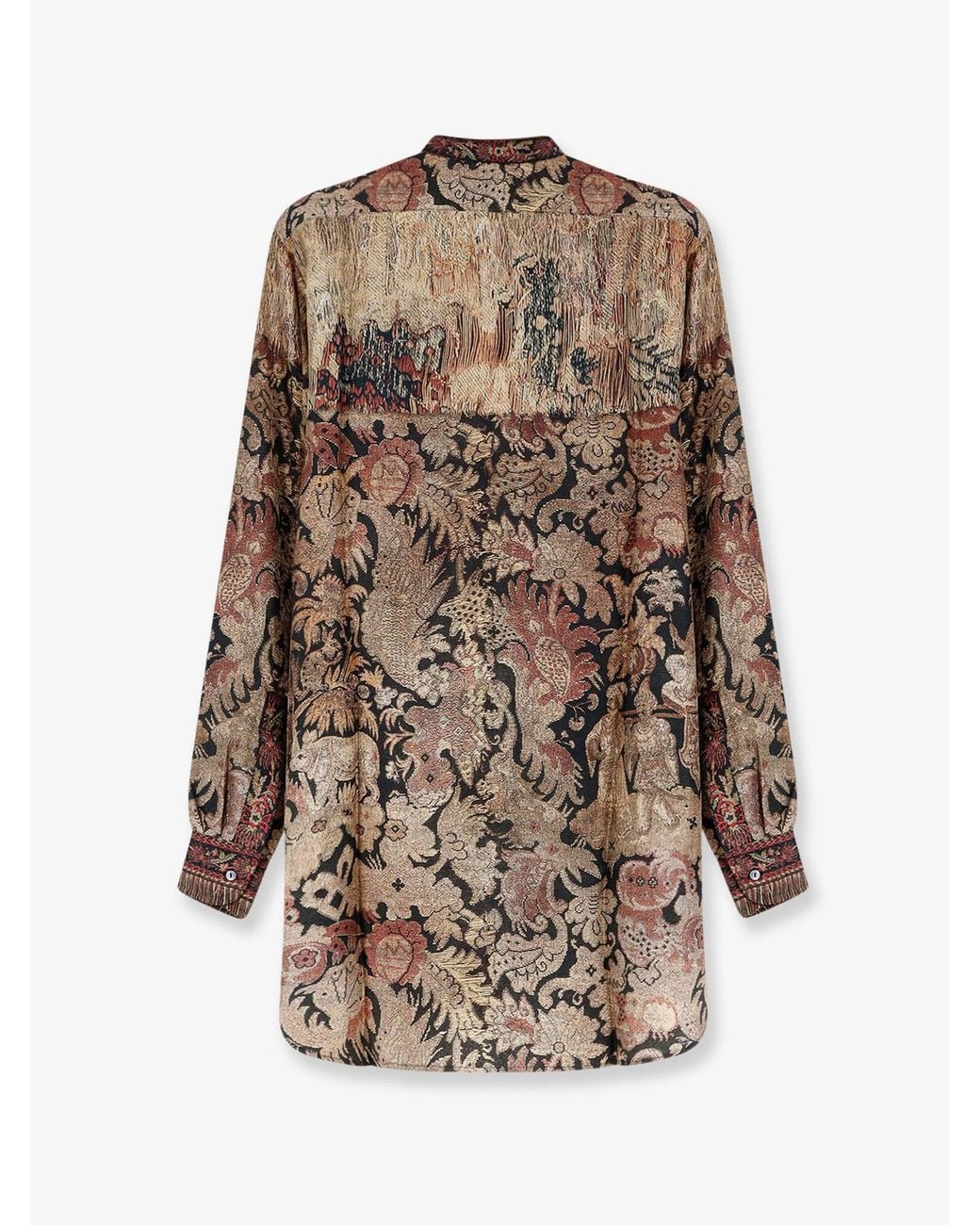 Pierre Louis Mascia Brown Printed Silk Shirt