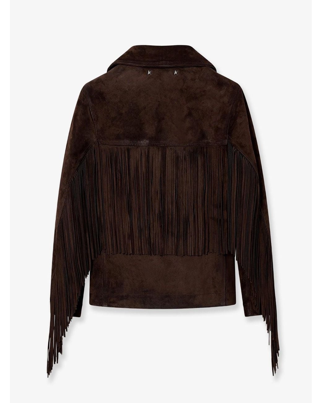 Golden Goose Deluxe Brand Brown Linda Journey Waxed Suede Jacket With Fringes