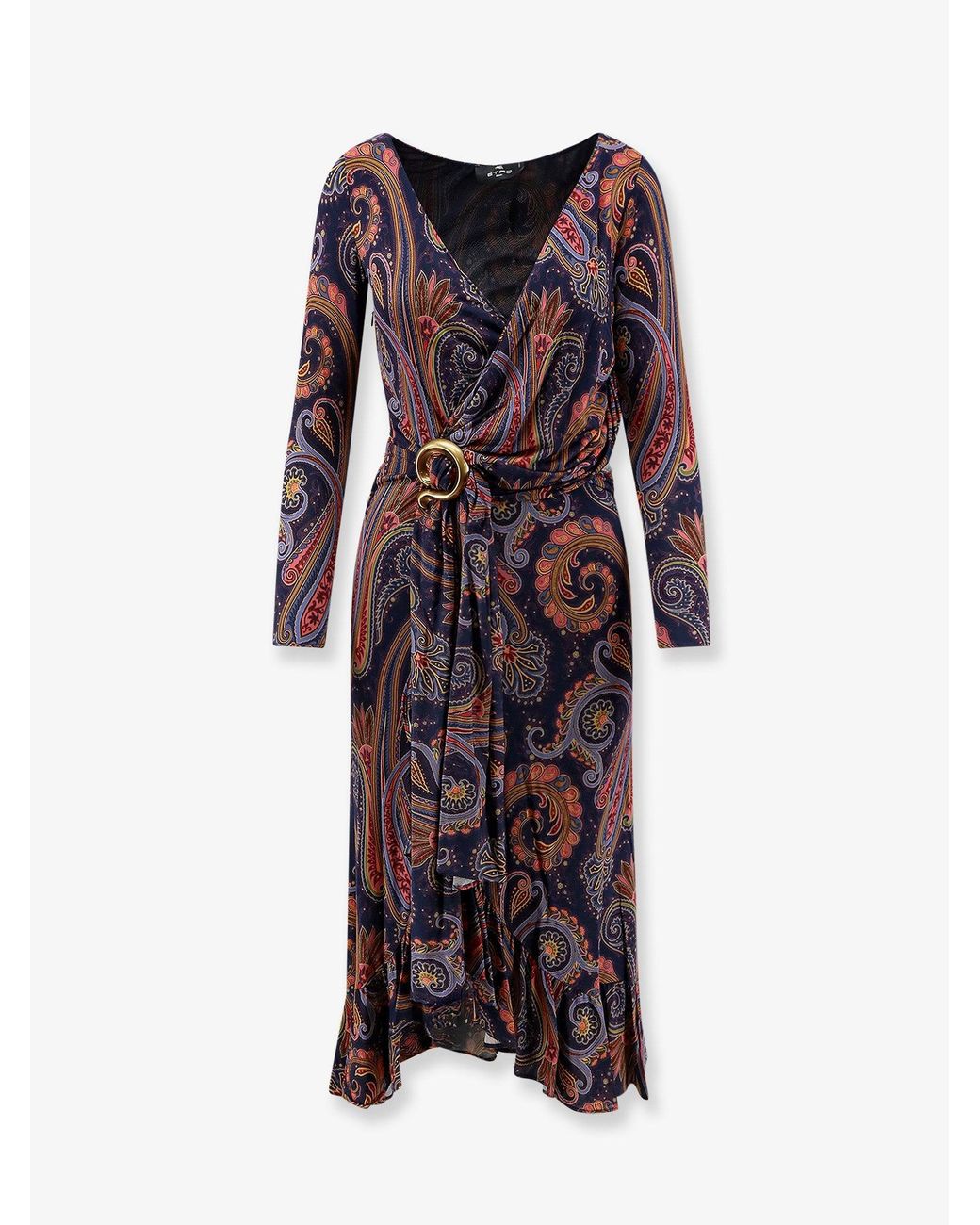 Etro Purple Stretch Viscose Dress With Iconic Pattern
