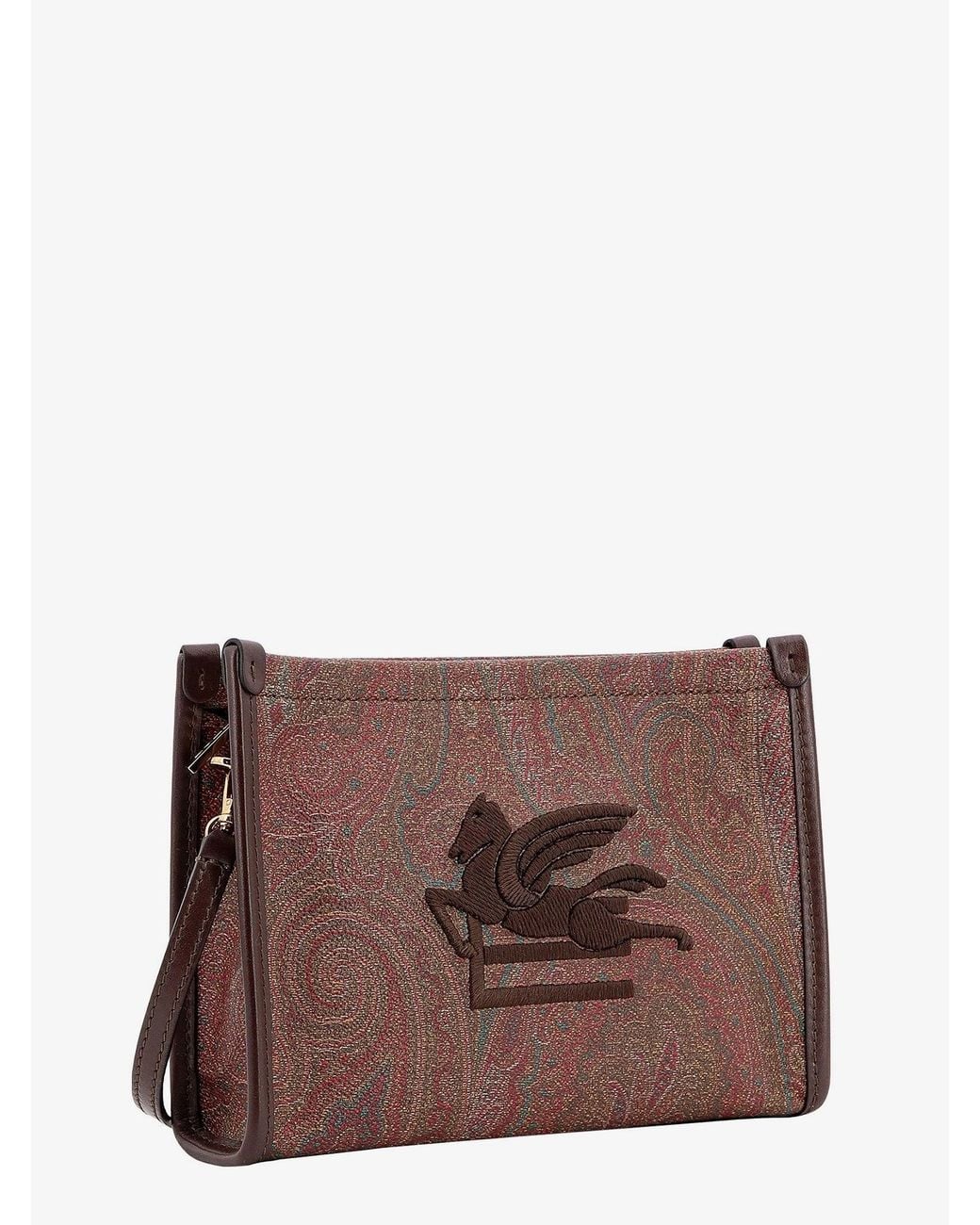 Etro Brown Pegaso Arnica Paisley Fabric Pouch