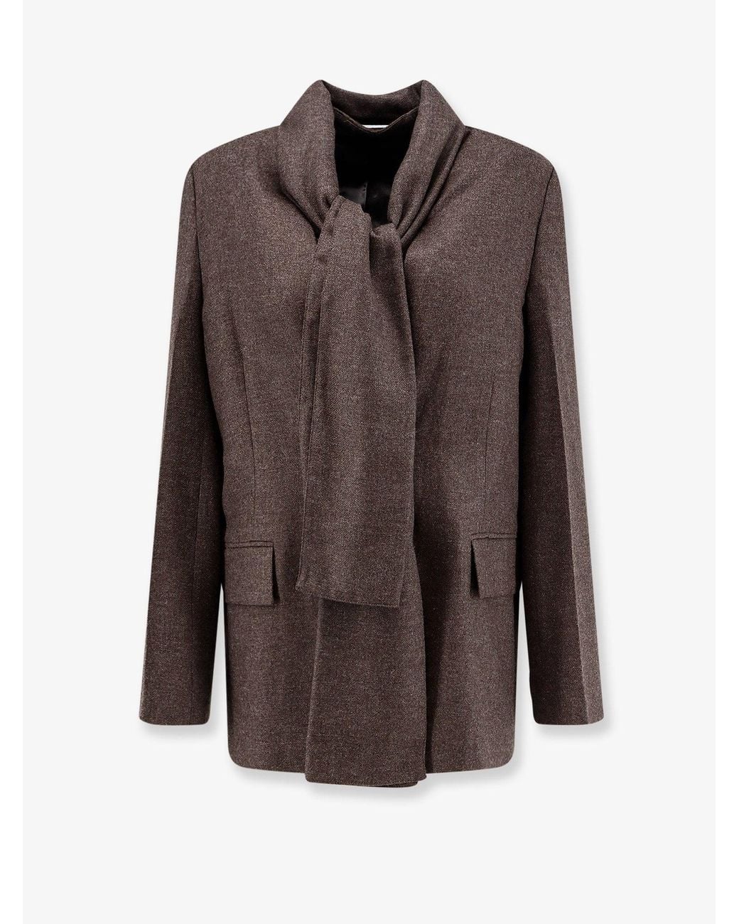 Totême Brown Scarf Lapel Viscose And Wool Blazer