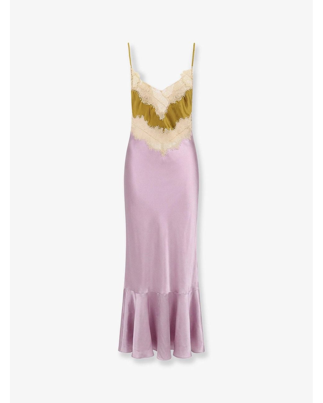 Mes Demoiselles Pink Fina Viscose Dress With Lace Profile