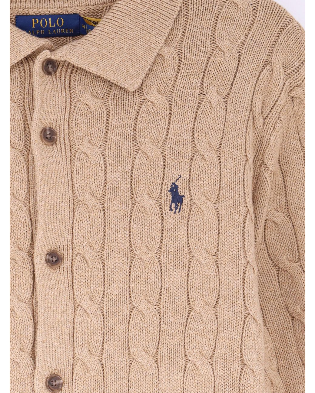 Polo Ralph Lauren Natural Cotton Cardigan With Braided Knit for men