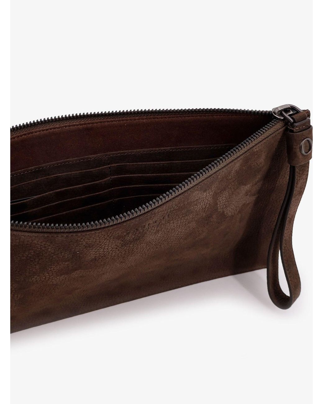 Orciani Brown Leather Clutch for men