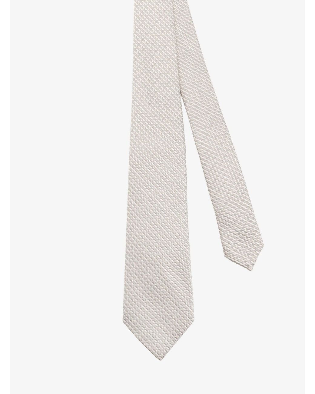 Kiton White Silk Tie for men