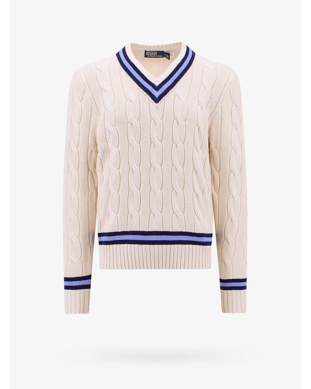 Polo Ralph Lauren V-neck Long Sleeves Cotton Ribbed Profile Knitwear in  White for Men | Lyst