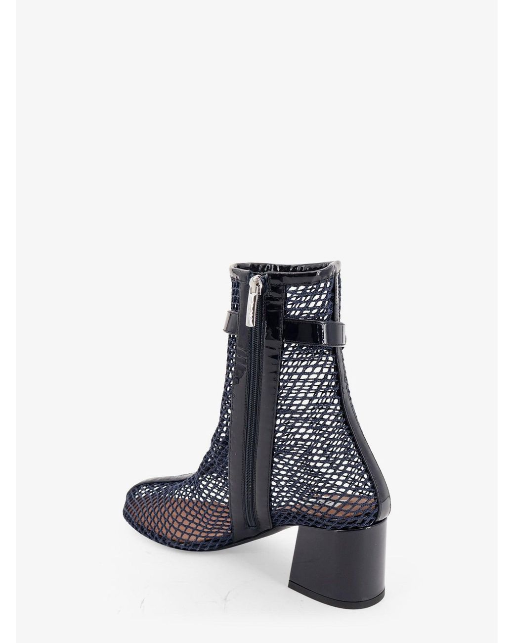 Alaïa Blue Fishnet 55 Mesh And Patent Leather Boots