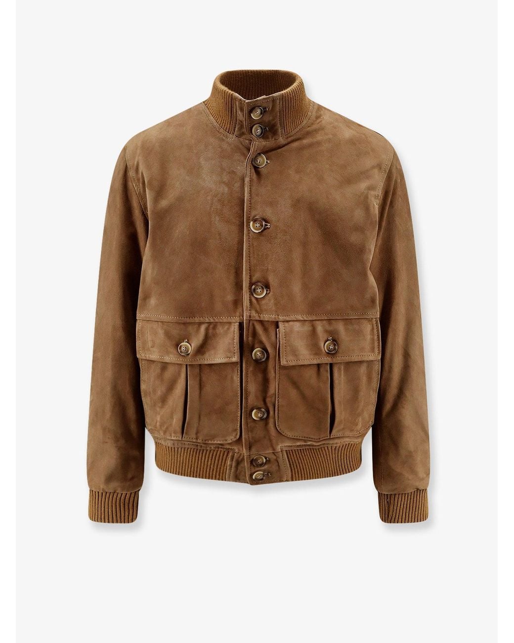 DFOUR® Brown Suede Jacket for men