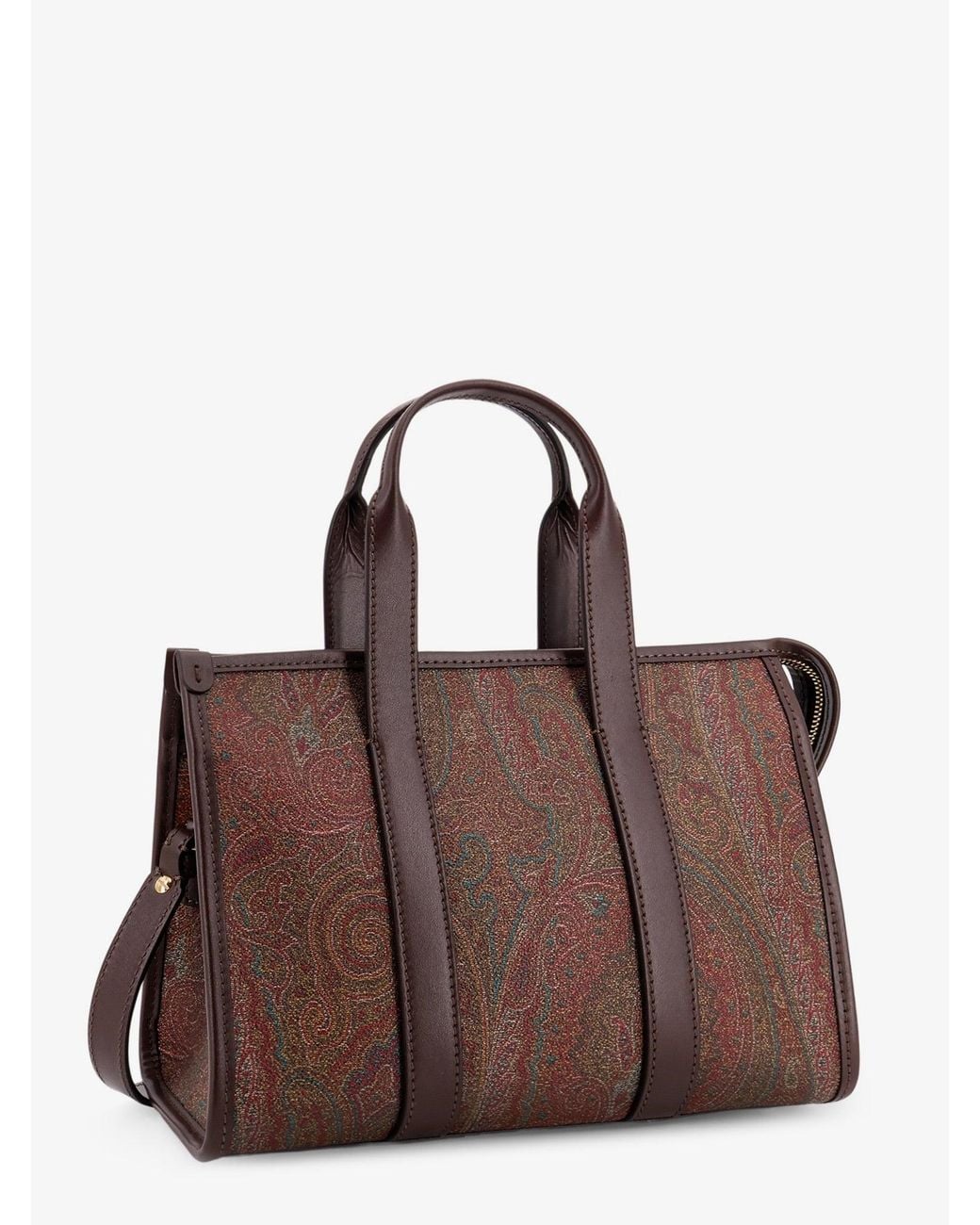 Etro Brown Arnica S Paisley Fabric Handbag With Shoulder Strap
