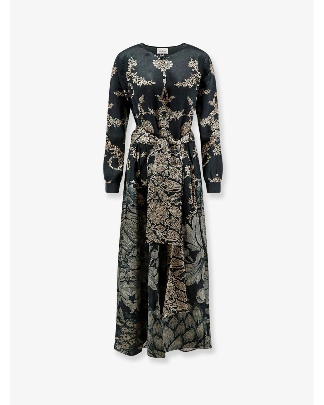 Pierre Louis Mascia Black Mutkas Printed Silk Long Dress