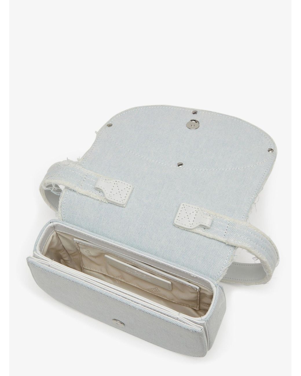 DIESEL Gray 1Dr Denim Shoulder Bag With Rhinestone D Logo