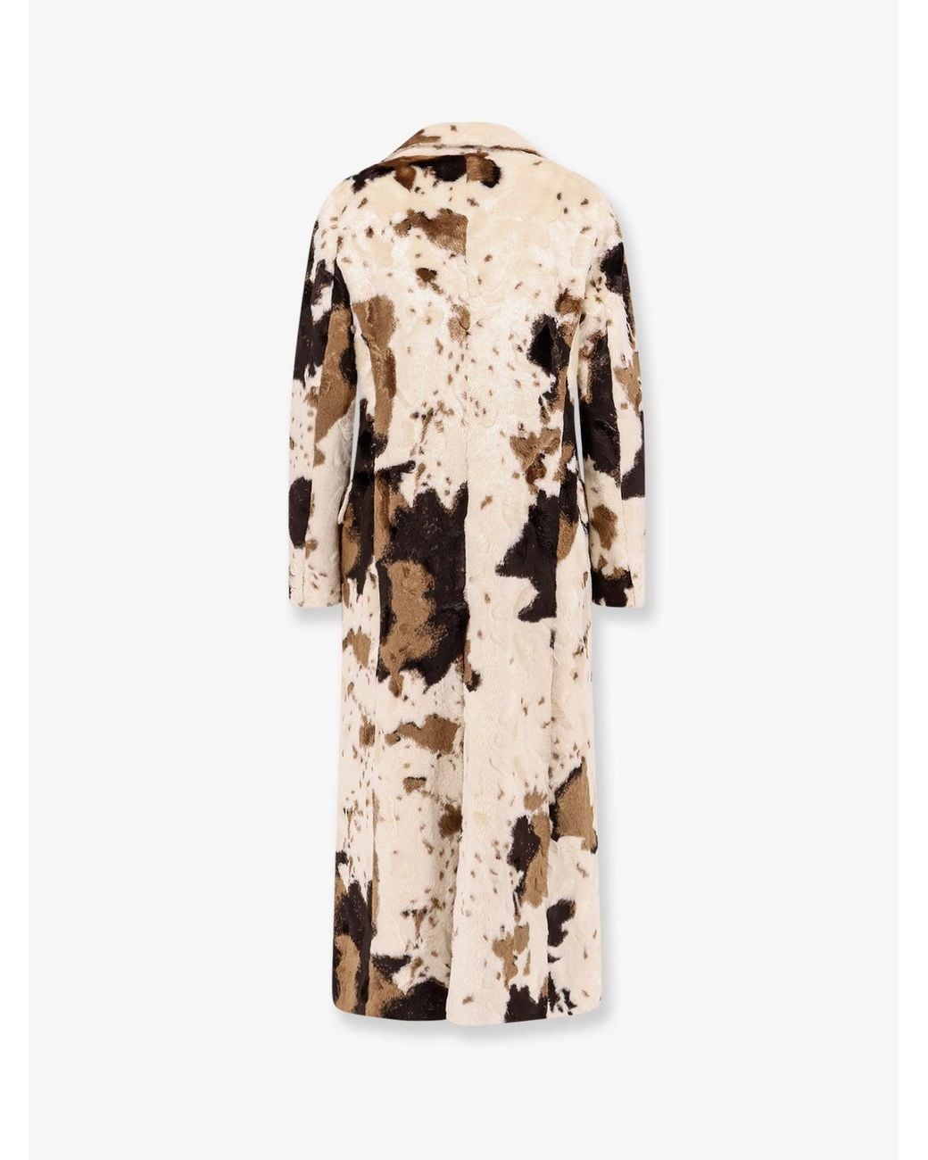 VALENTINI 1972 White Cow Print Double-Breasted Coat