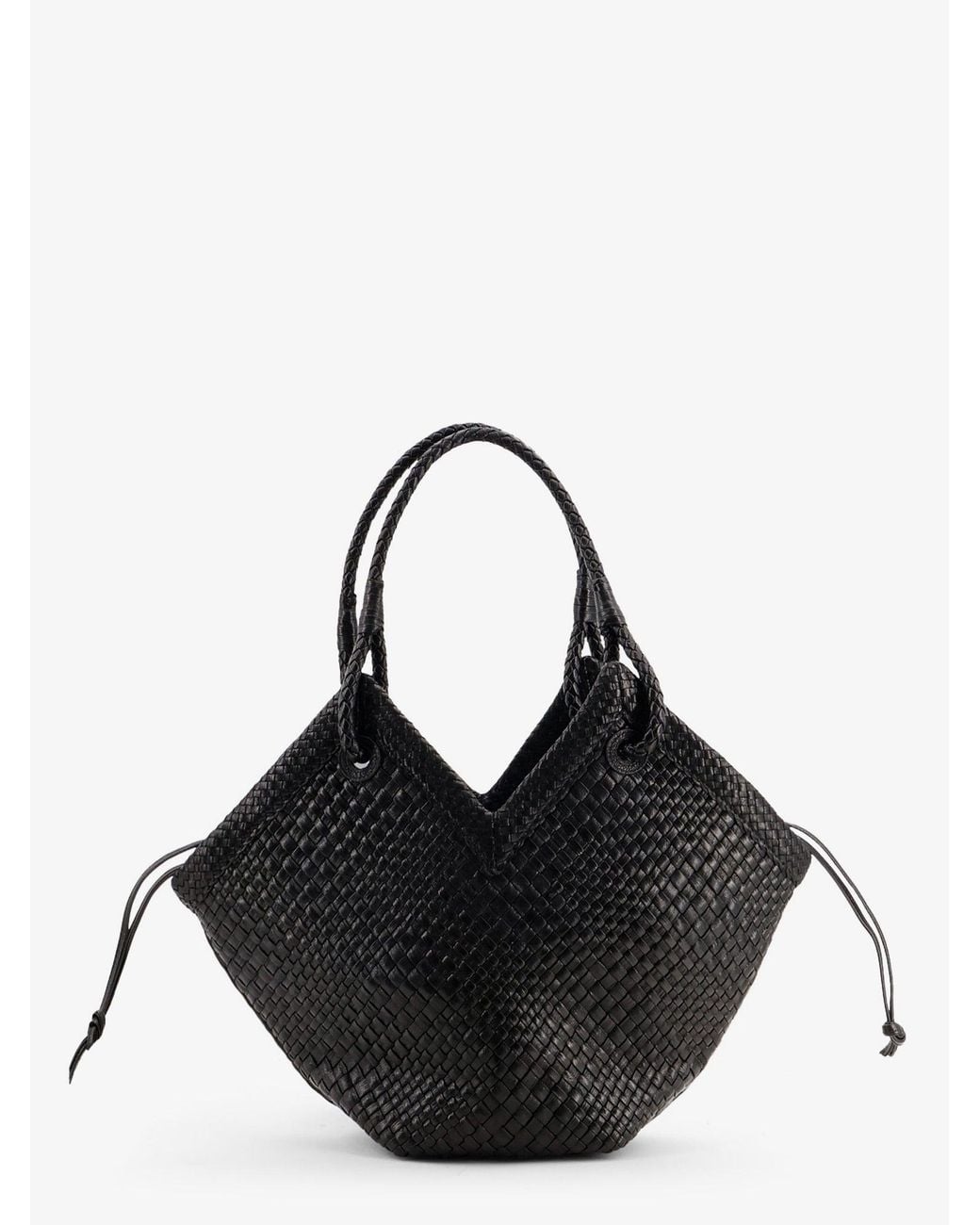 IBELIV Black Trinity Medium Vegetable Leather Shoulder Bag With Woven Pattern