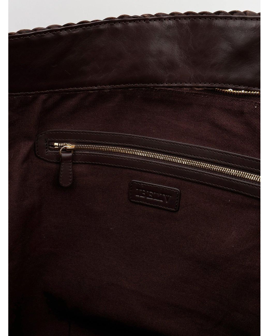 IBELIV Brown Clip Vegetable-Tanned Leather Shoulder Bag With A Woven Pattern