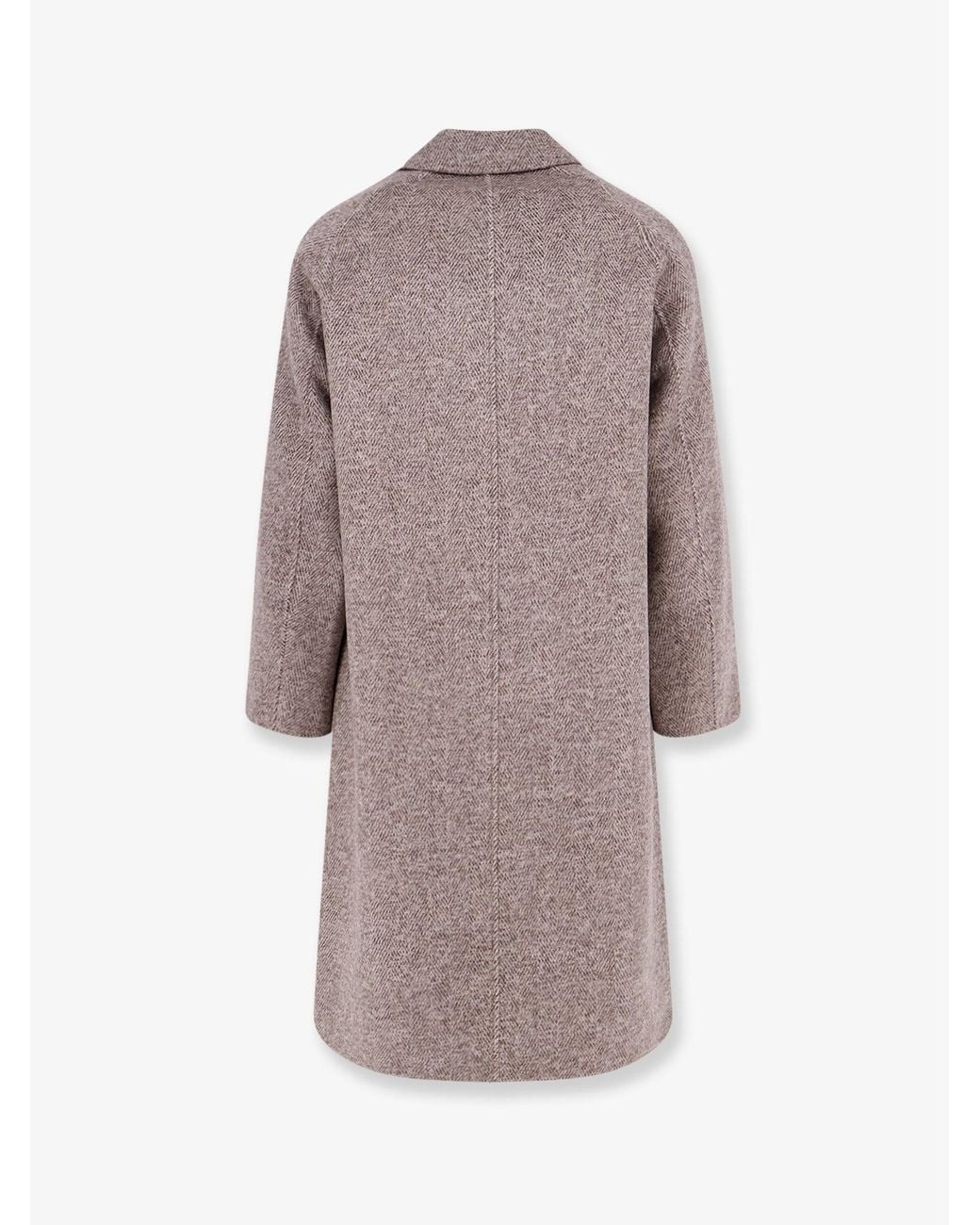 Amaranto Brown Single-Breasted Wool And Cashmere Blend Coat With Herringbone Pattern for men