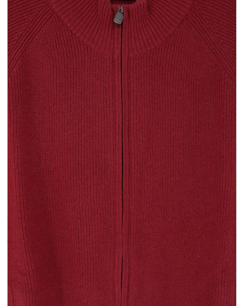 Bramani Cashmere Red Cashmere Zip-Up Cardigan for men
