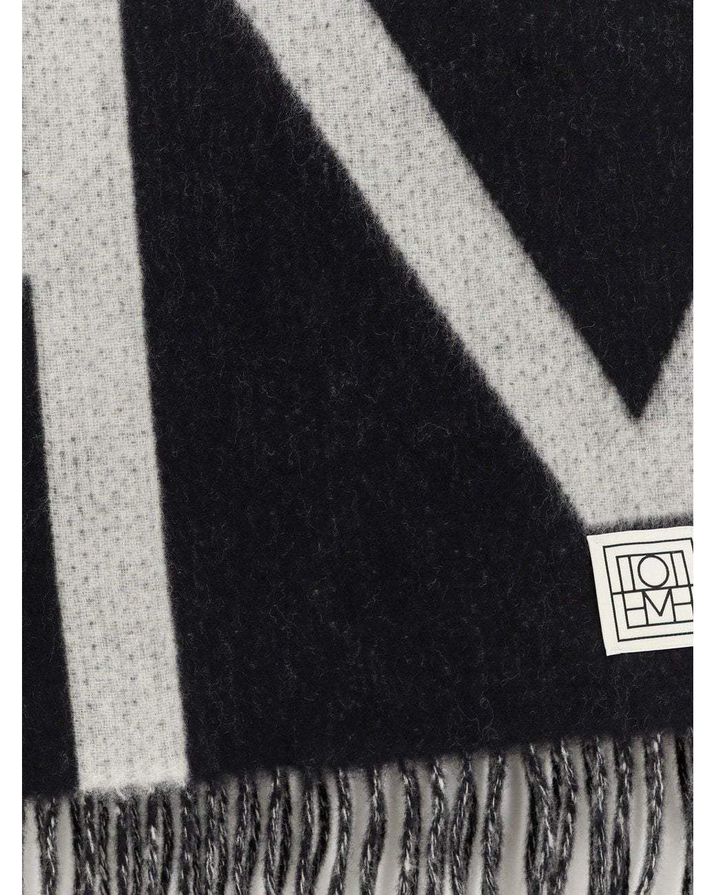 Totême Black Monogram Wool Scarf