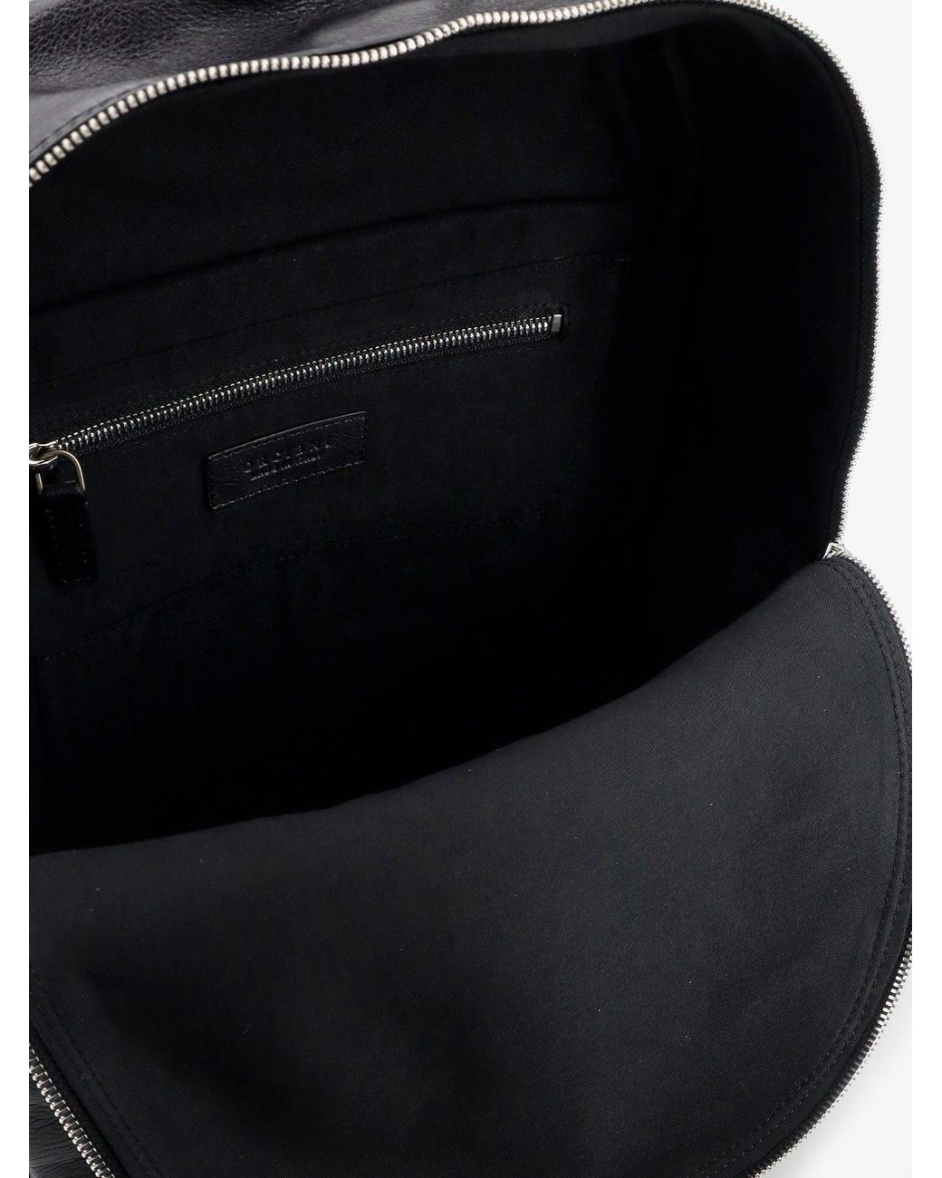 Orciani Black Leather Backpack With Logo for men