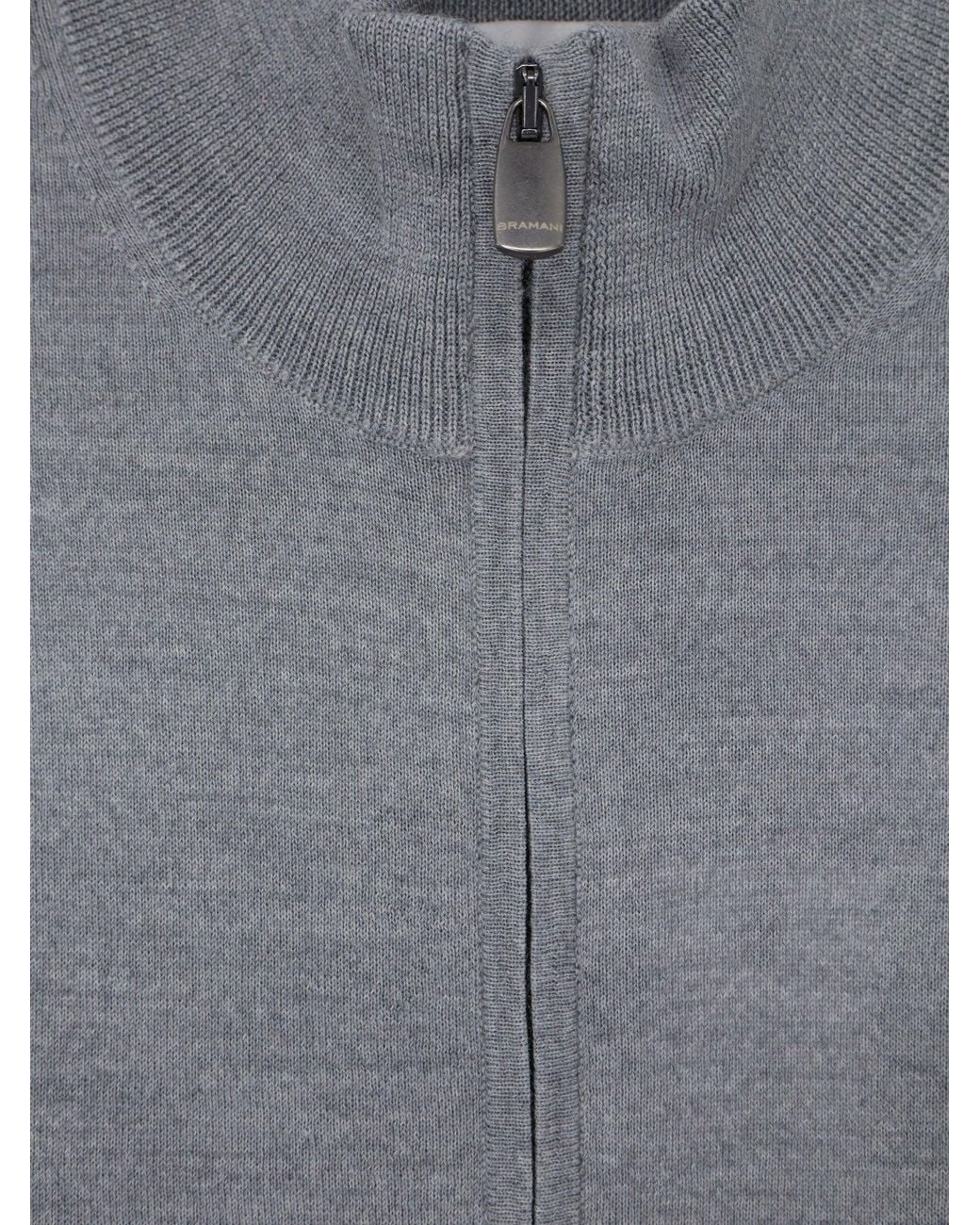Bramani Cashmere Gray Wool Cardigan With Zip for men
