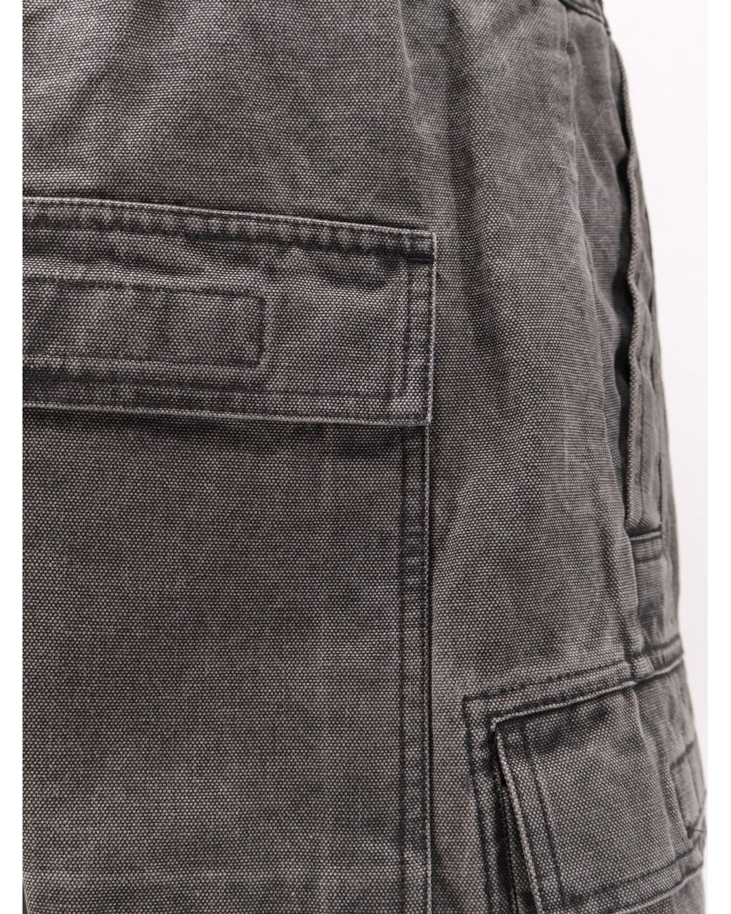 Rick Owens Gray Cotton Double Cargo Jumbo Beas Trousers for men