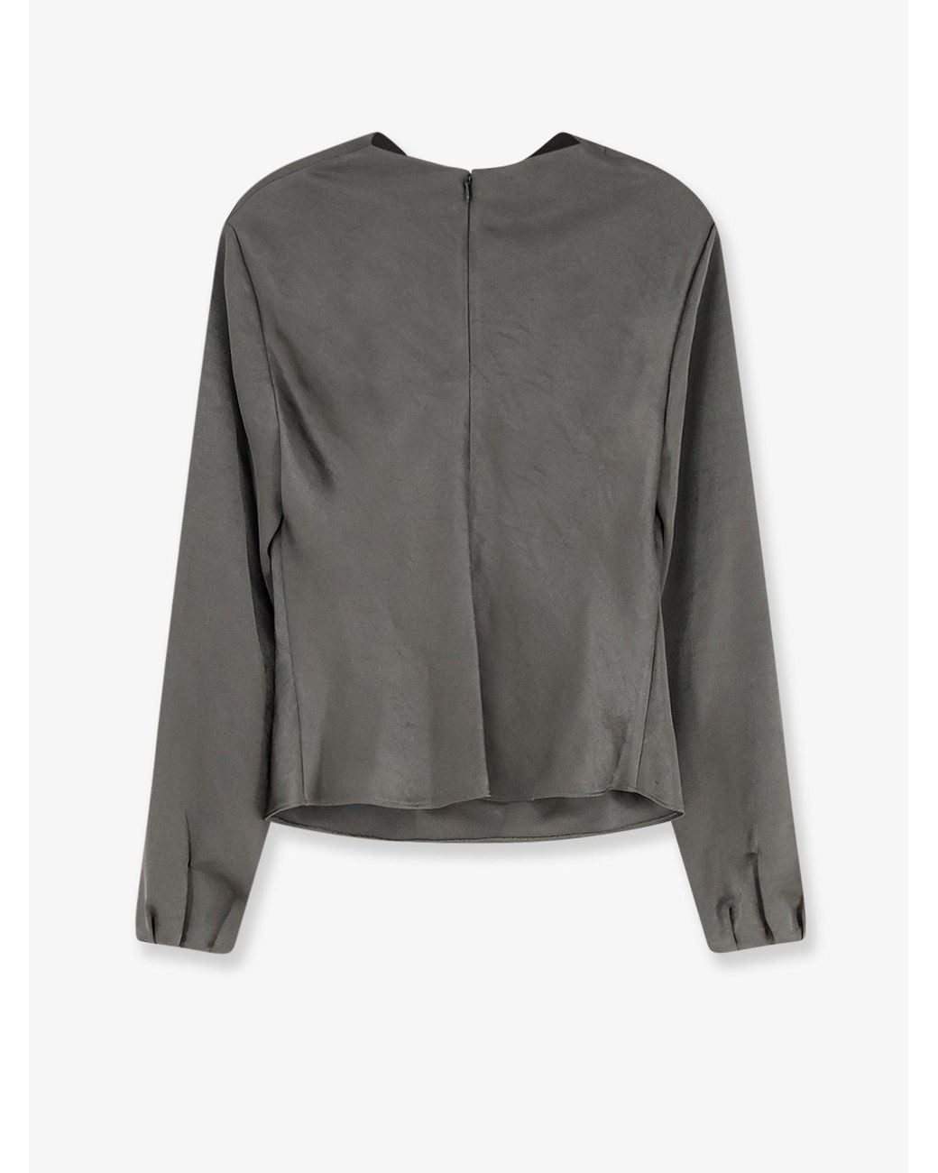 Vince Gray Satin Shirt With Draped Neckline