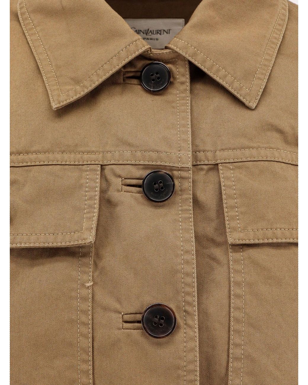 Saint Laurent Certified Cotton Cropped Jacket in Natural | Lyst