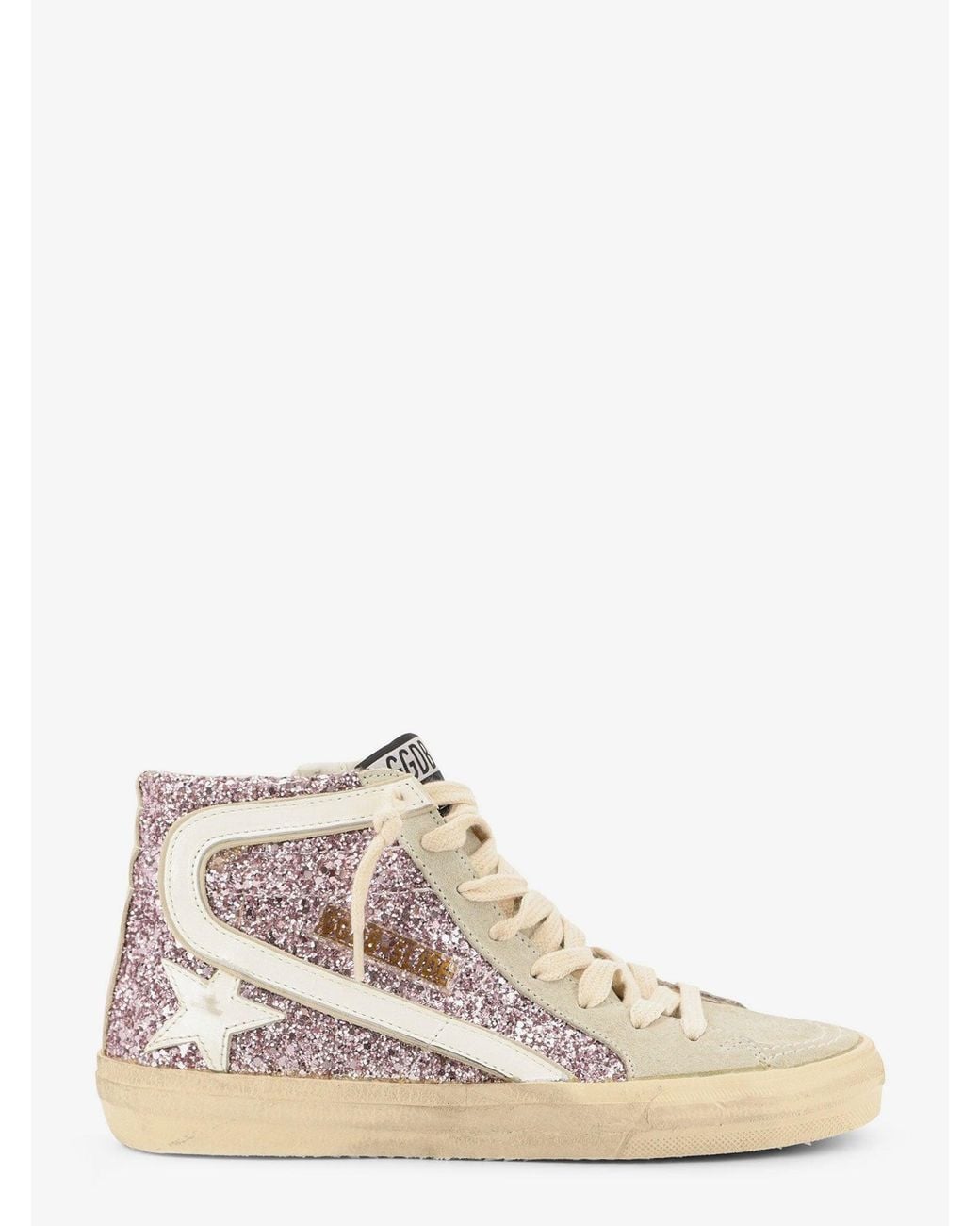Golden Goose Deluxe Brand White Leather Sneakers With All-Over Glitter Detail