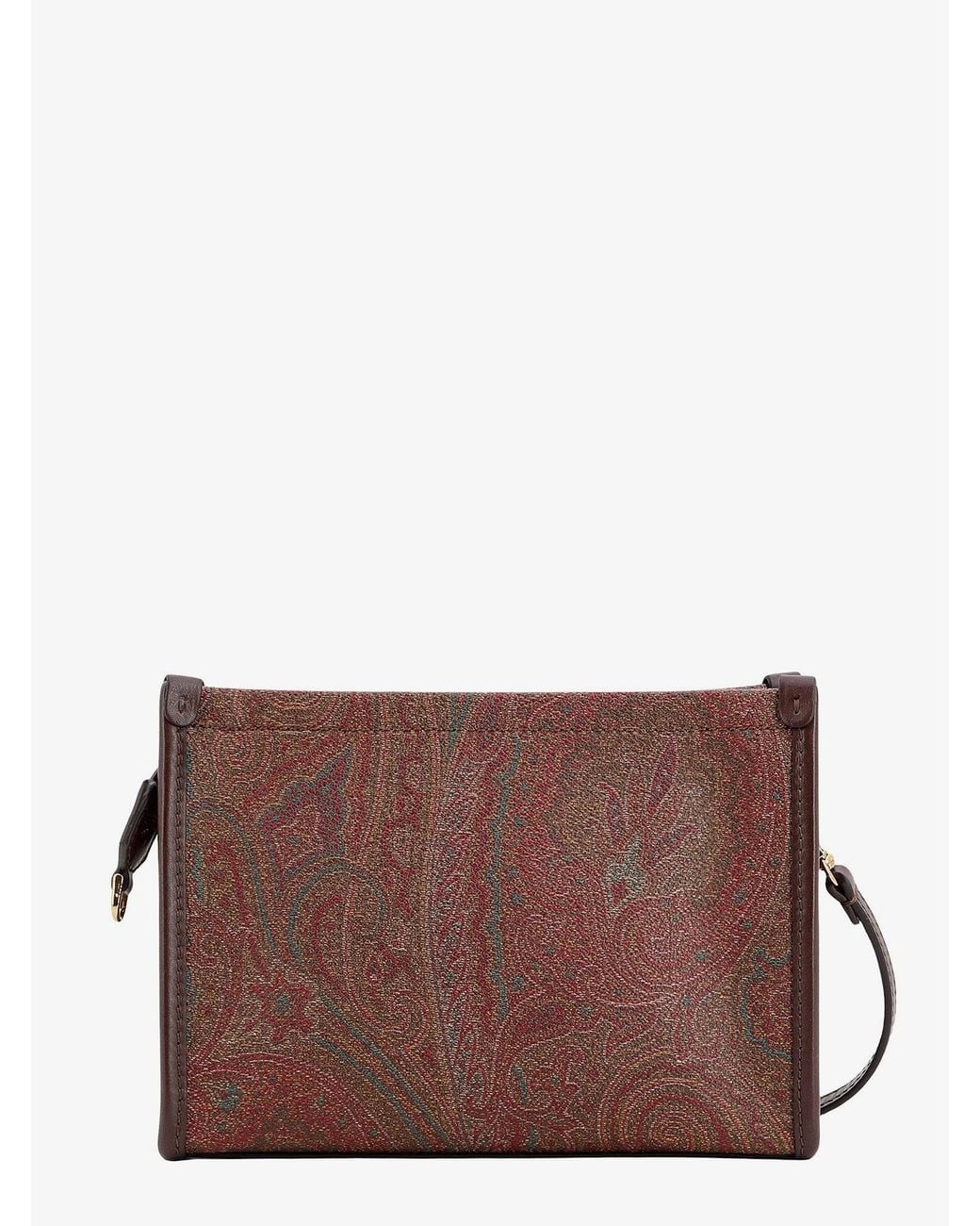 Etro Brown Pegaso Arnica Paisley Fabric Pouch