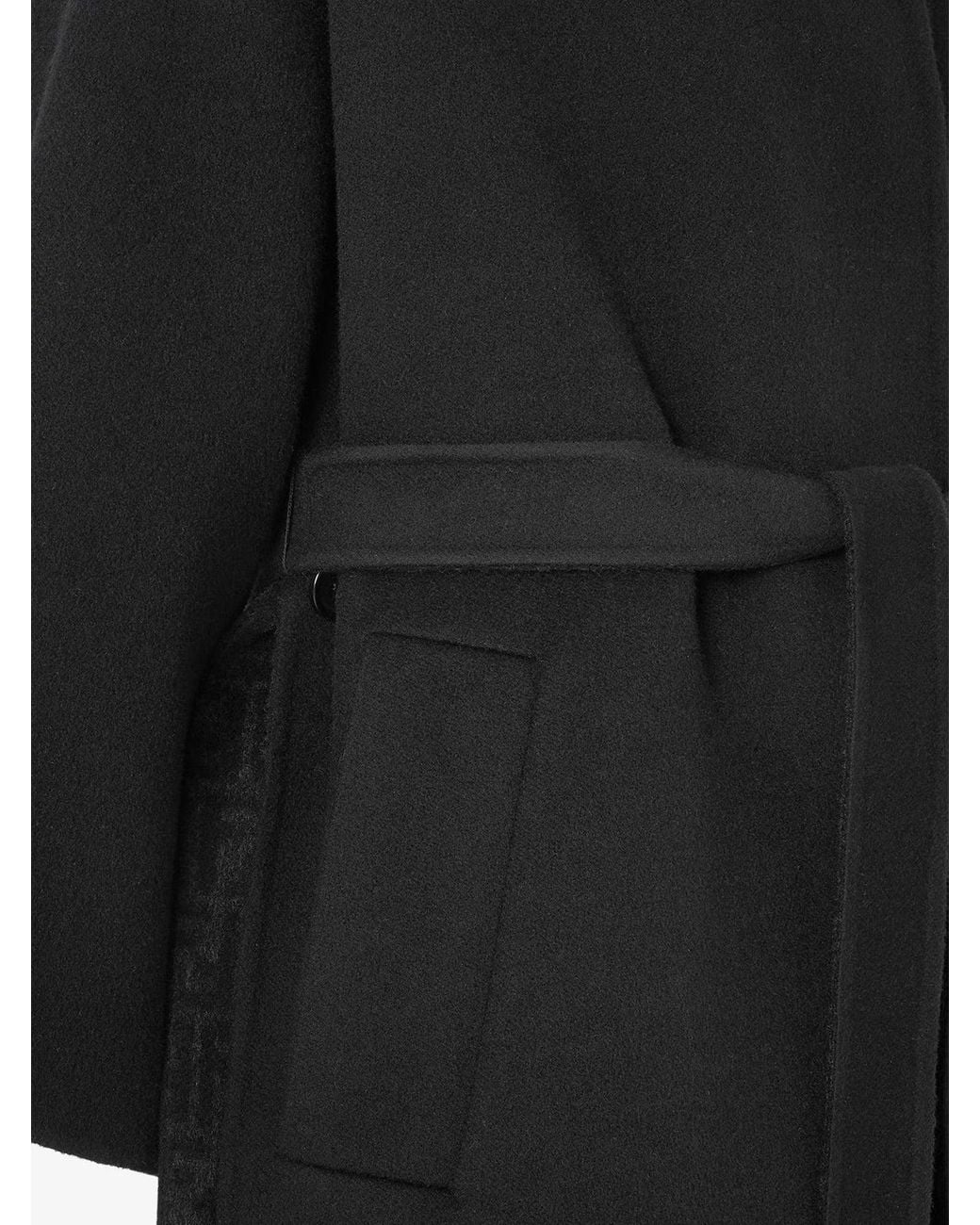 Fendi Black Ff Zucca Wool Midi Coat