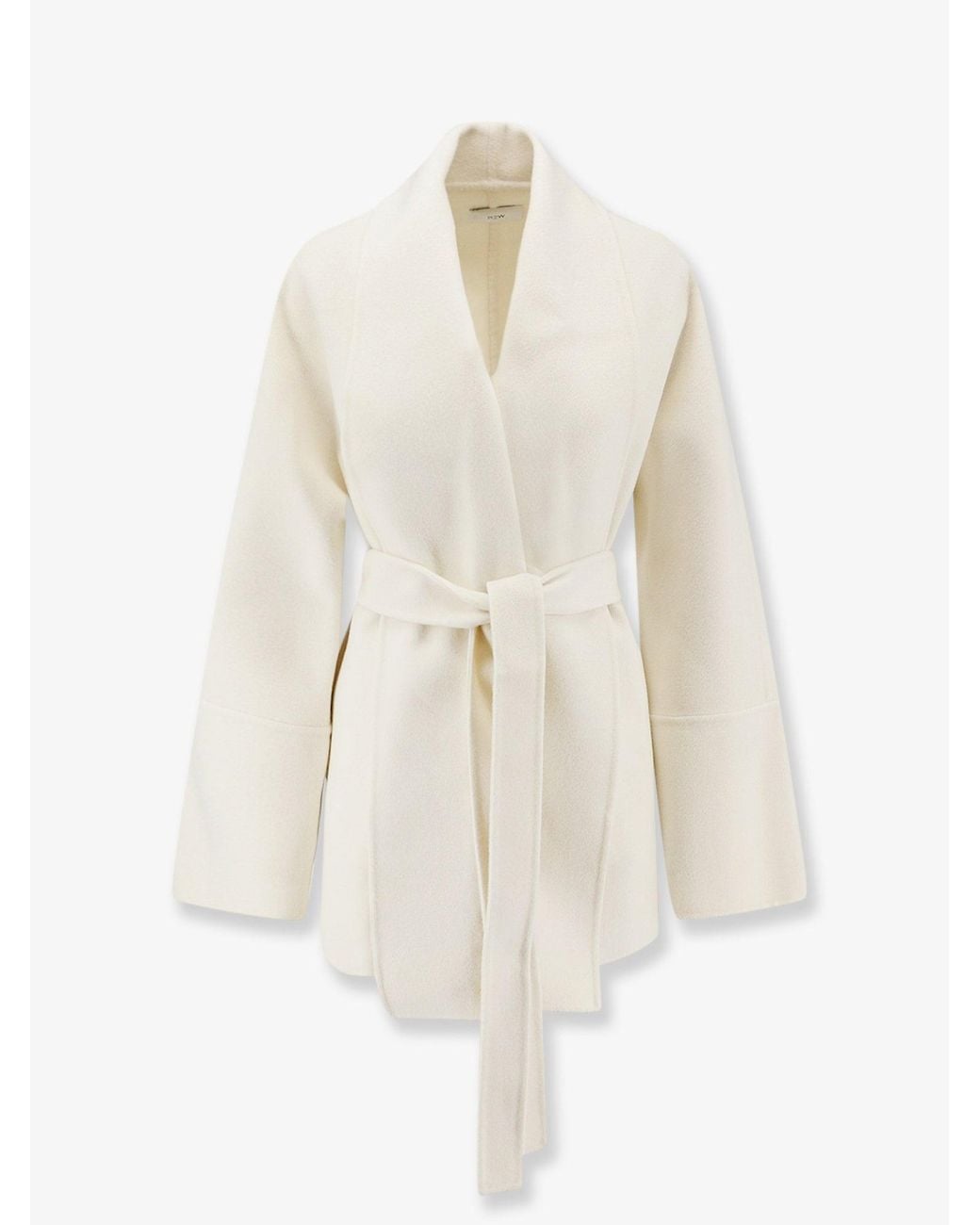 R2W White Marena Wool And Cashmere Coat With Shawl Collar