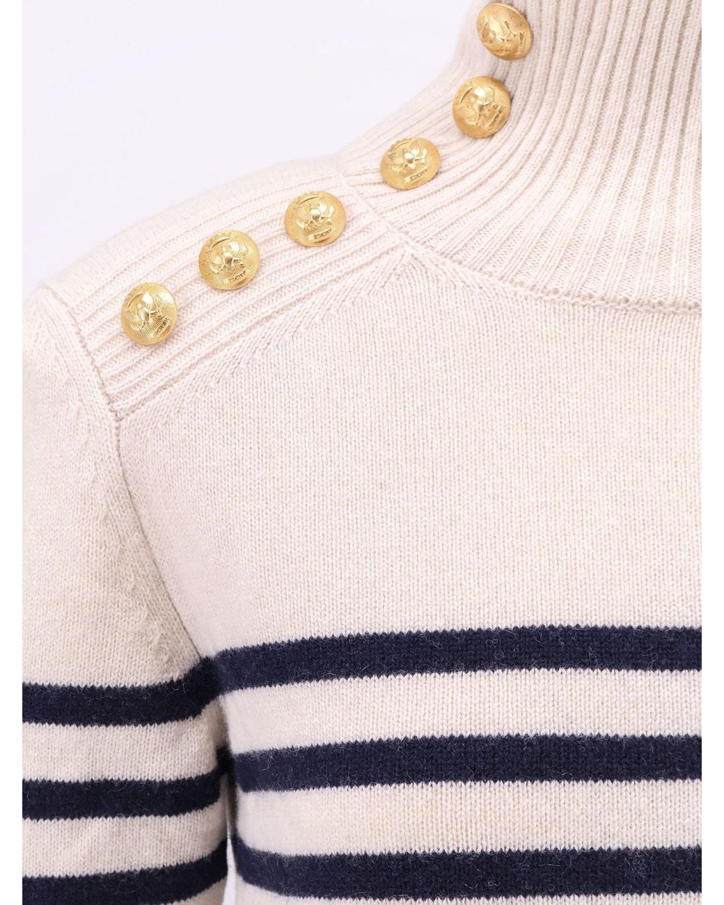 Seafarer White Virgin Wool And Cashmere Blend Sofy Sweater With Striped Pattern