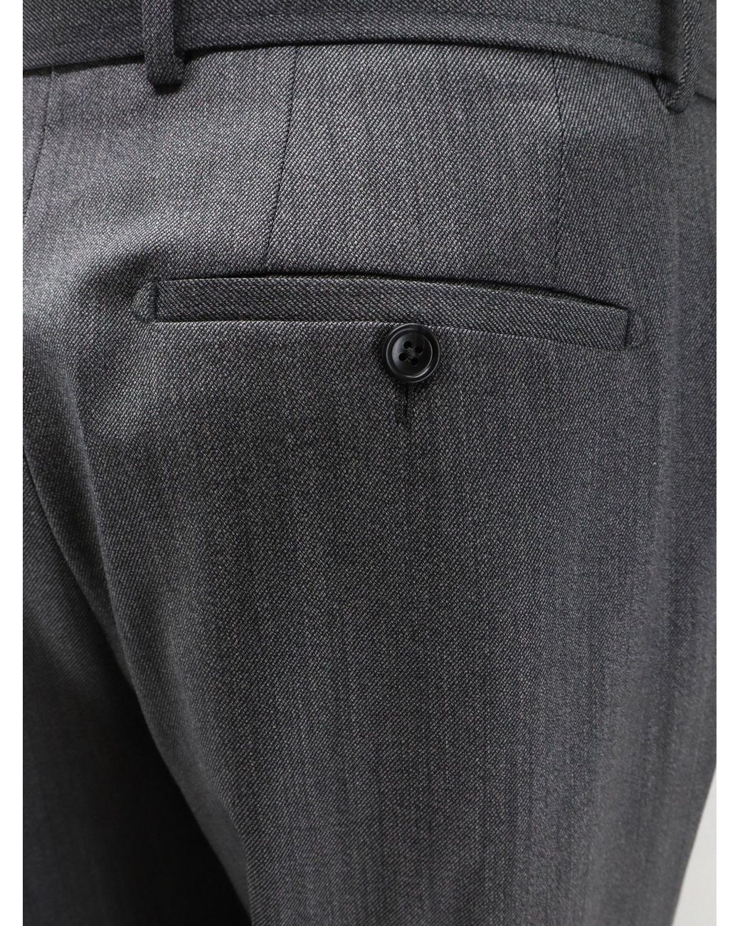 Tagliatore Black Nevil Virgin Wool Trousers With Belt for men